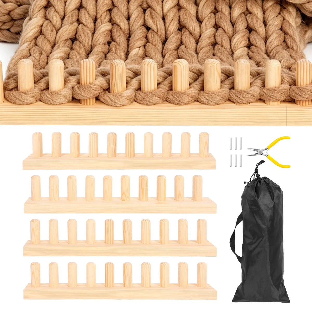 Chunky Blanket Knitting Loom – Extra Large Wood Frame DIY Kit