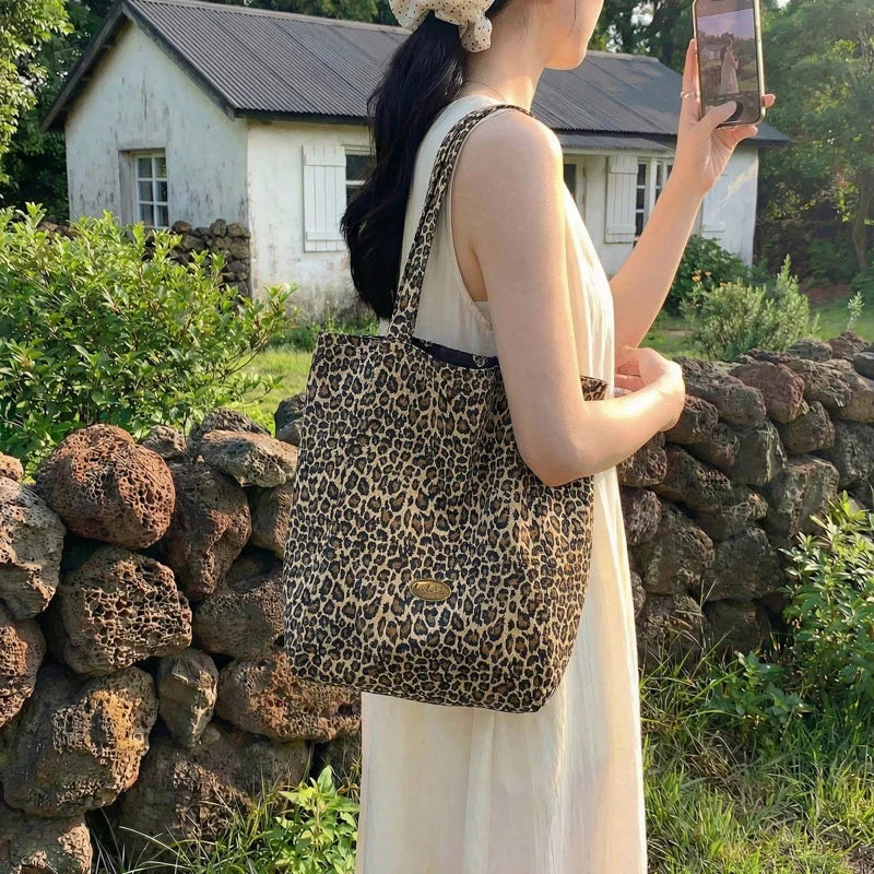 Women's Leopard Print Tote Bag – Large Capacity Shoulder Bag