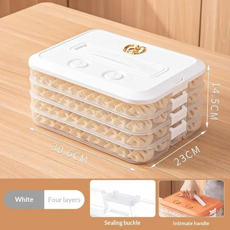 Stackable Dumpling Storage Containers with Airtight Lids 1-4 Layers