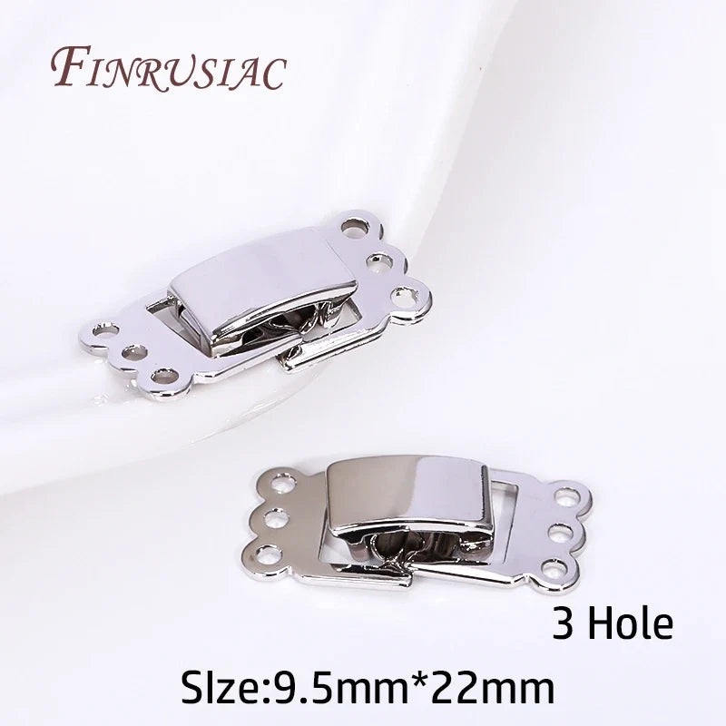 Rhodium Plated 2/3 Row Lock Clasp – DIY Bracelet Necklace Findings