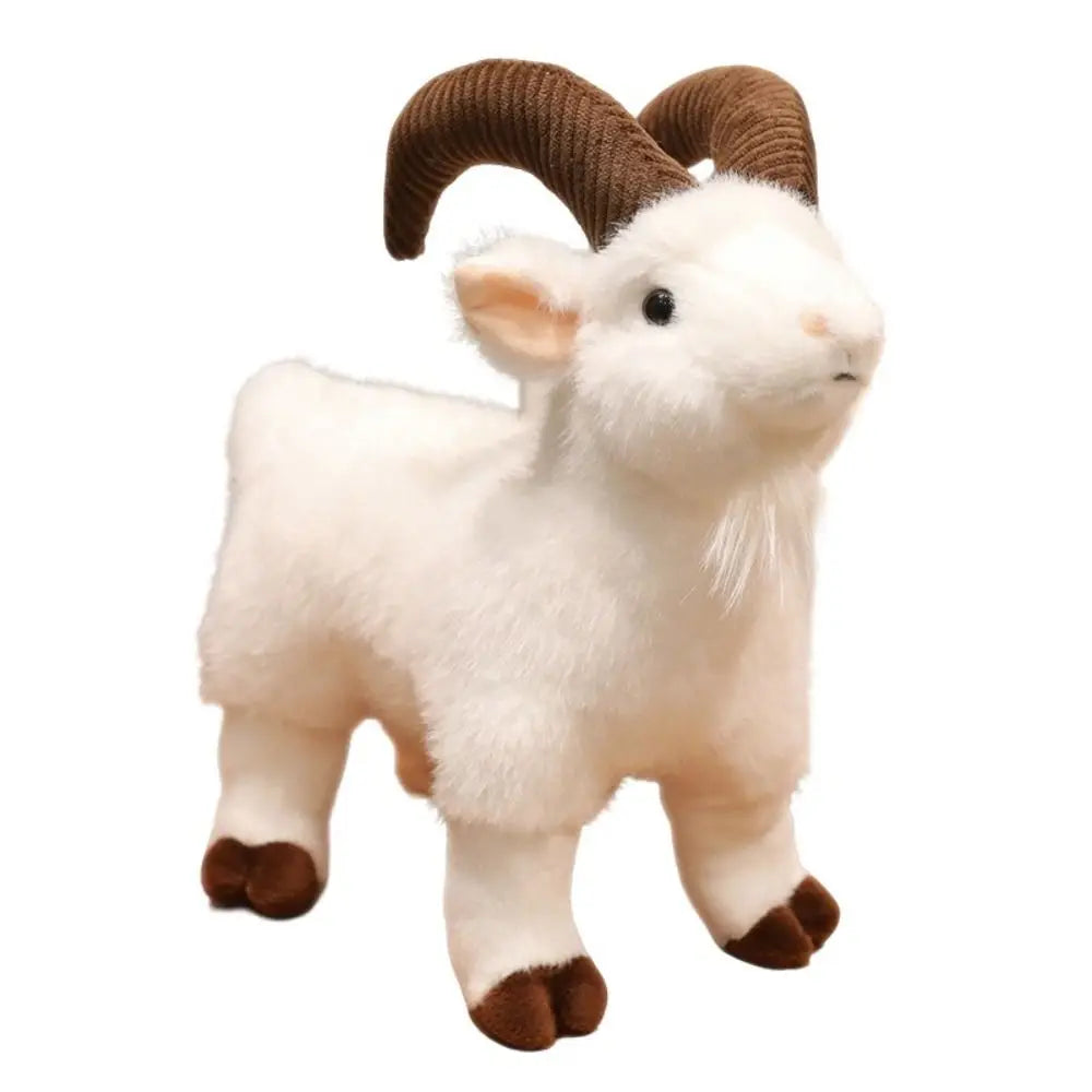 Realistic Big Horn Goat Plush Toy | Desk Décor 16/30cm