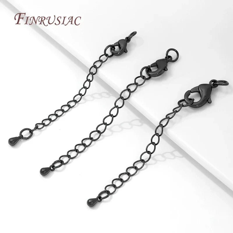 Black Brass Extension Chains with Lobster Clasps | Jewelry Making