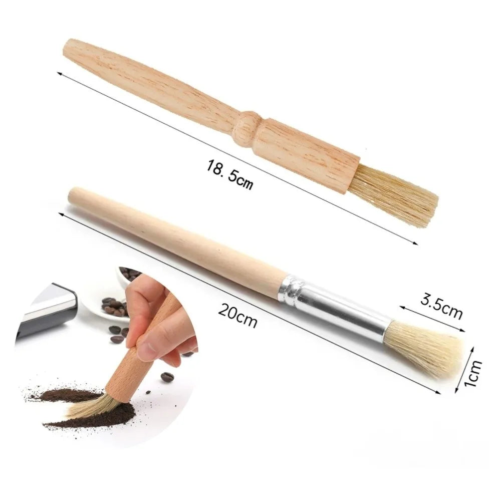 Wooden Handle Coffee Machine Cleaning Brush Set – Nylon