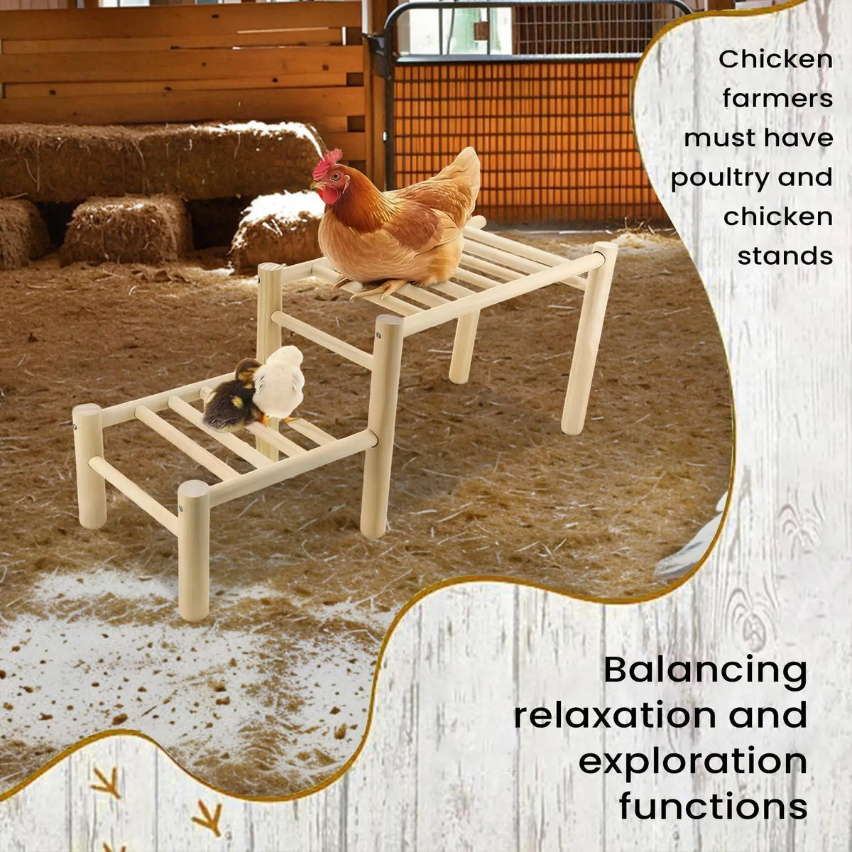 Wooden Chicken Roosting Perch & Training Habitat for Coops