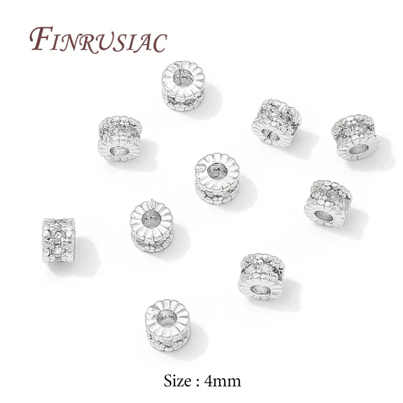 18K Gold Plated Zircon Round Spacer Beads 4mm 6mm 8mm – DIY