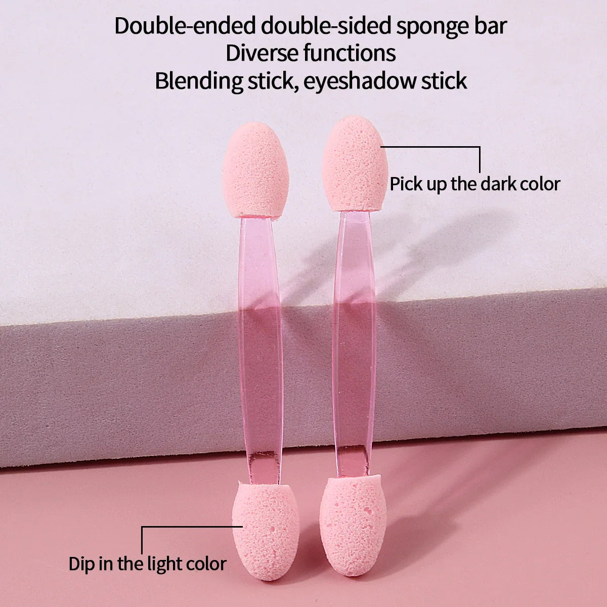 50pcs Pink Double-Ended Eyeshadow Applicator Sponge Sticks