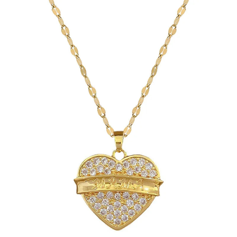 Women's Gold Heart Pendant Necklace – Stainless Steel Choker