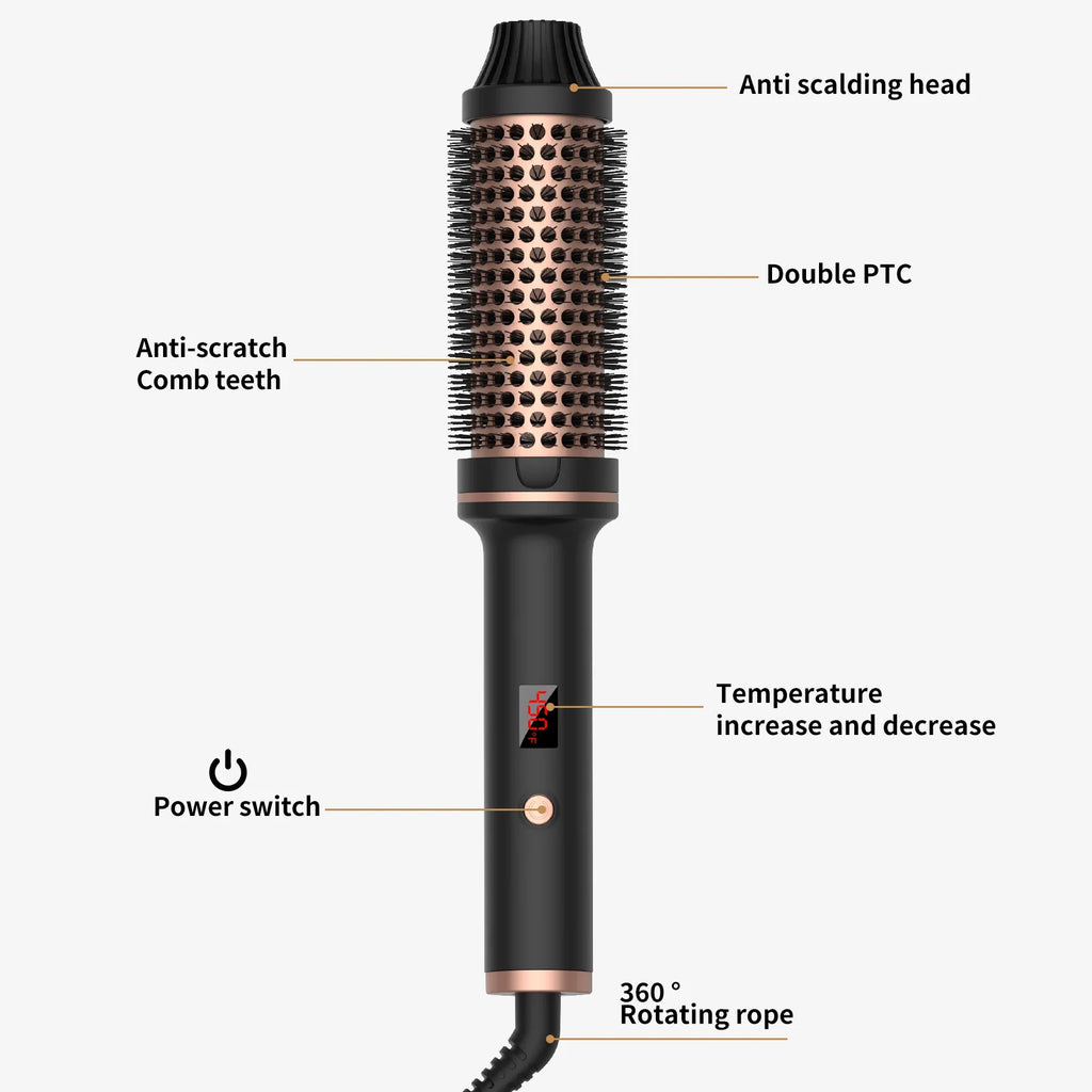 WELLTOP Ionic Ceramic PTC Hot Straightener Brush LCD Display