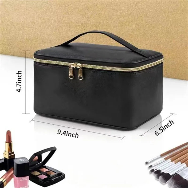 PU Leather Makeup Brush Bag – Large Cosmetic Organizer