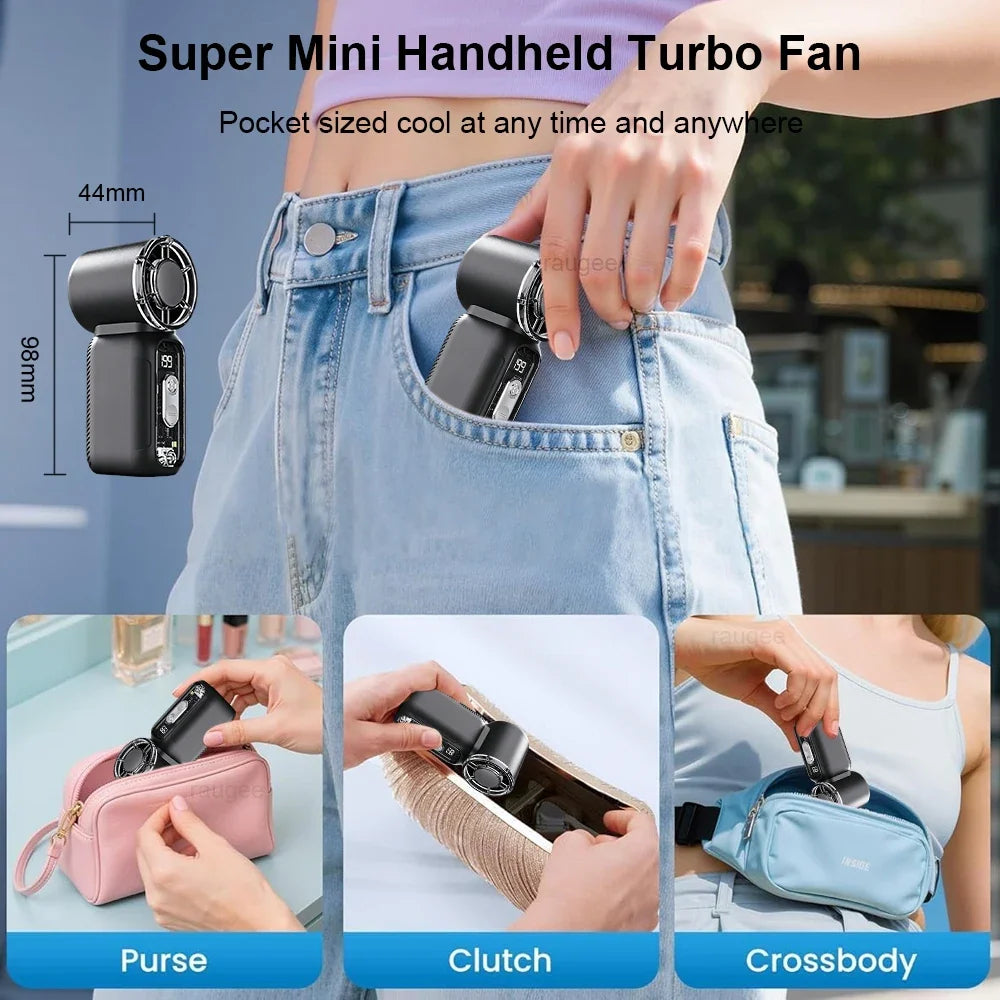Raugee Mini Handheld Fan USB Rechargeable & Digital Display