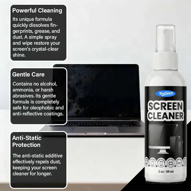 Screen Cleaner Kit – Spray & Microfiber Cloth for All Screens