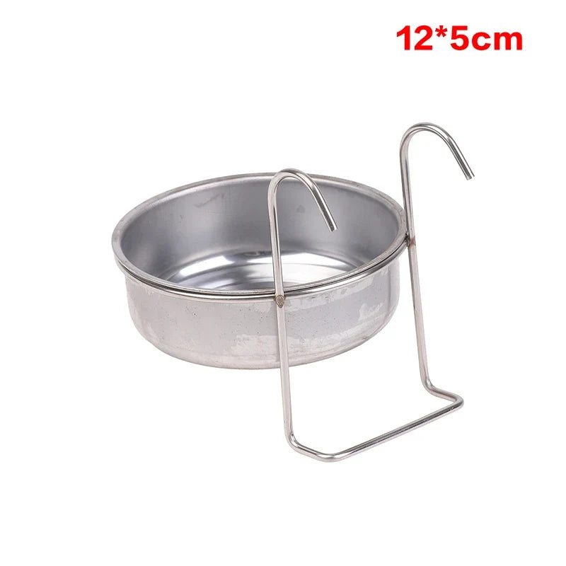 Stainless Steel Hanging Cage Pet Bowl – 5 Sizes | Dogs, Cats & Birds