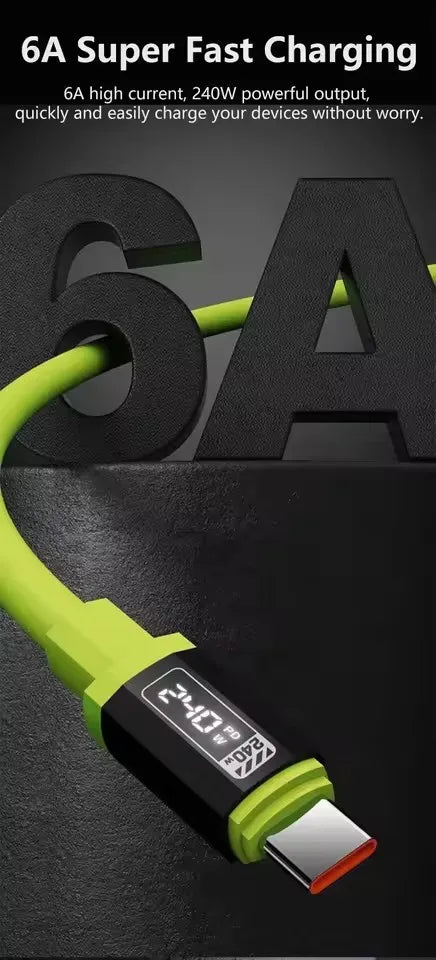 USB-C PD 240W LED Fast Charging Cable 6A – Multi-Device