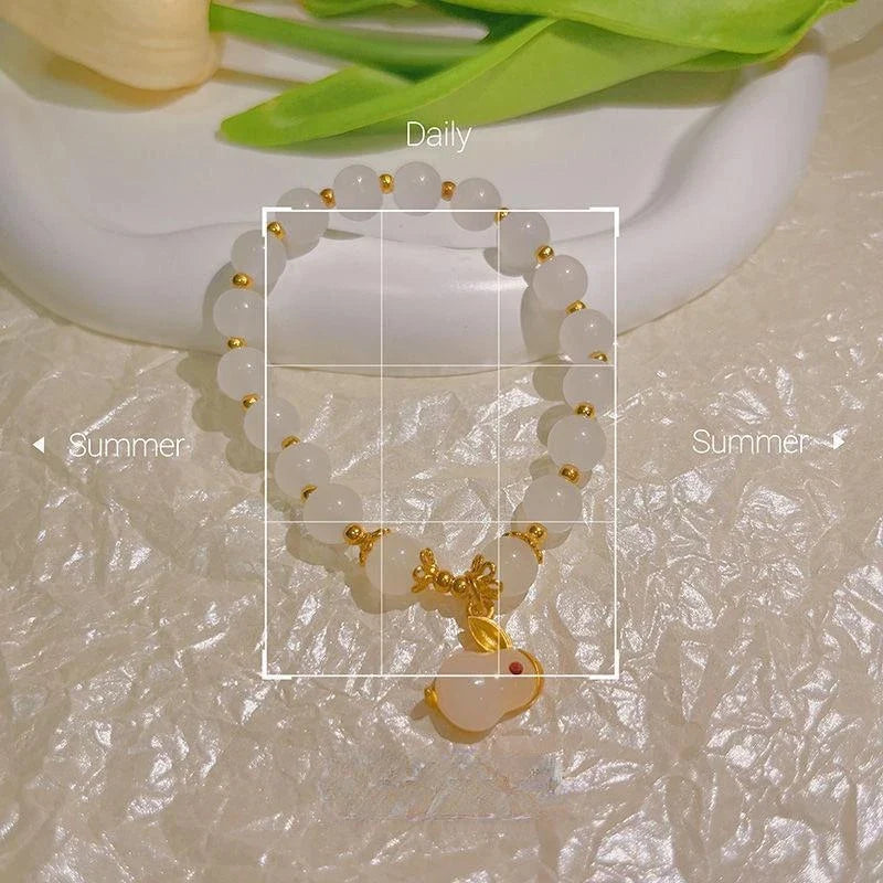 Vintage Imitation Hetian Jade Beaded Bracelet | Women's Gift