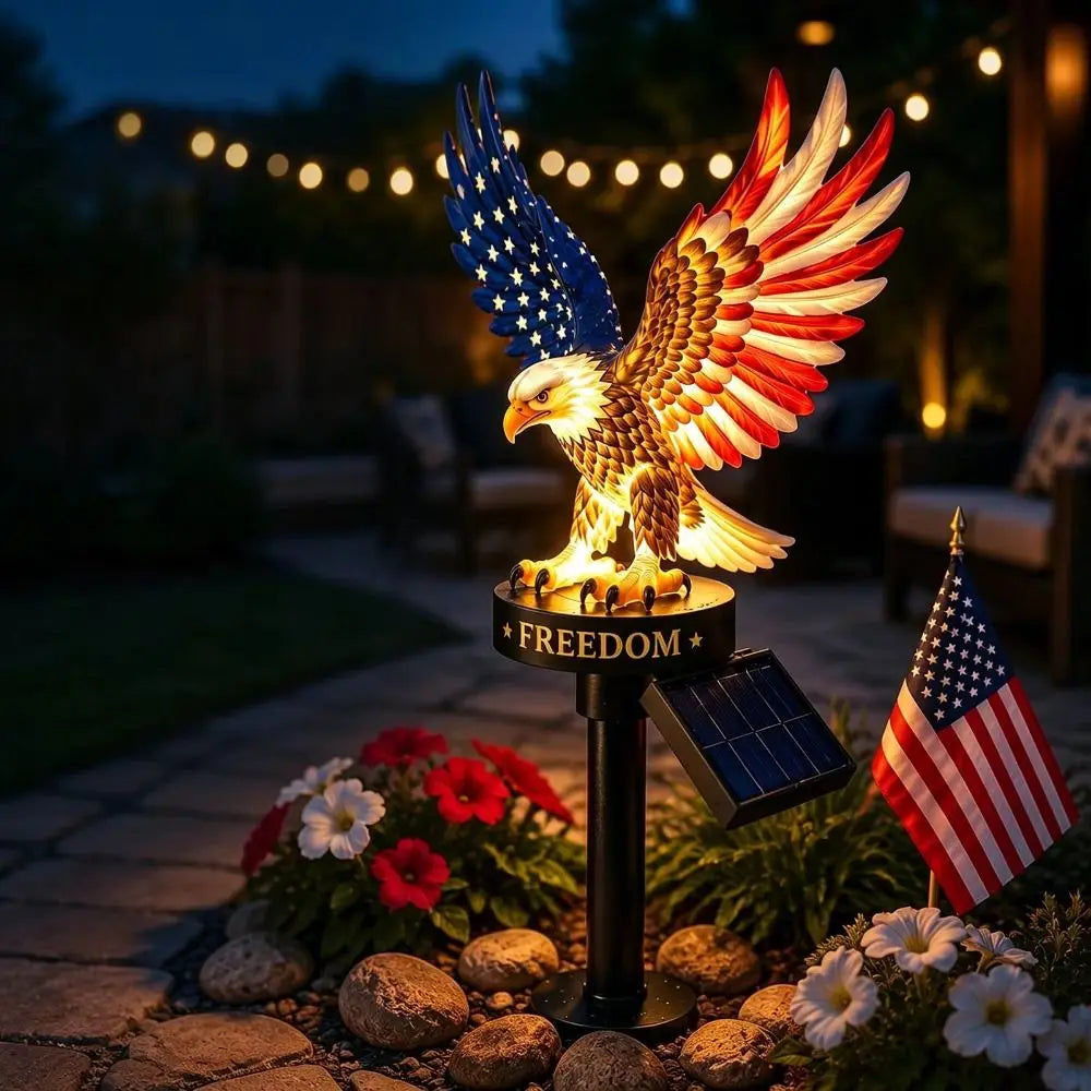 Solar LED Eagle Garden Stake Light – UV Resistant Patriotic Decor