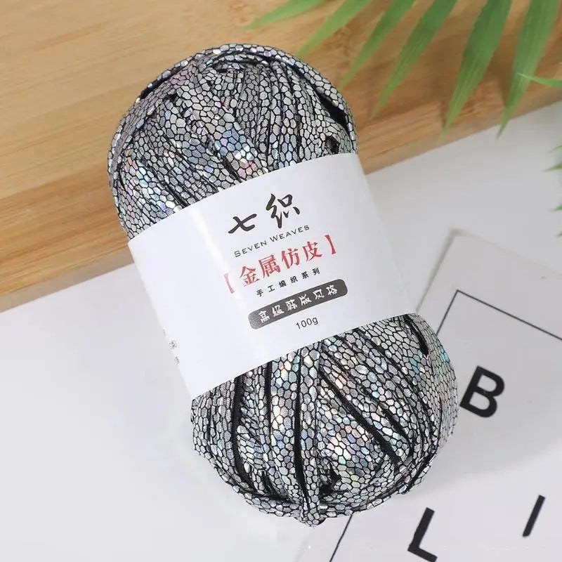 Cracked Metallic Flat Yarn 100g – Holographic Crochet & Knit Yarn