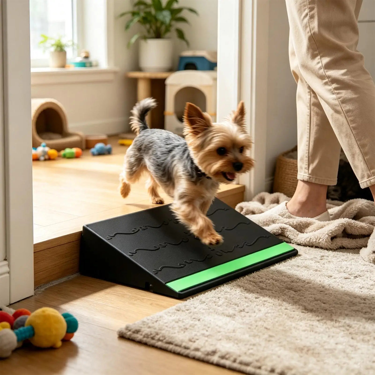 Indoor Threshold Ramp with Glow Strip & Anti-Slip Mat