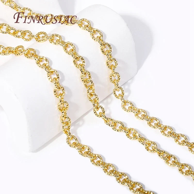 18K Gold Plated Textured Cable O-Chain 4.7x6mm Spool | DIY Jewelry