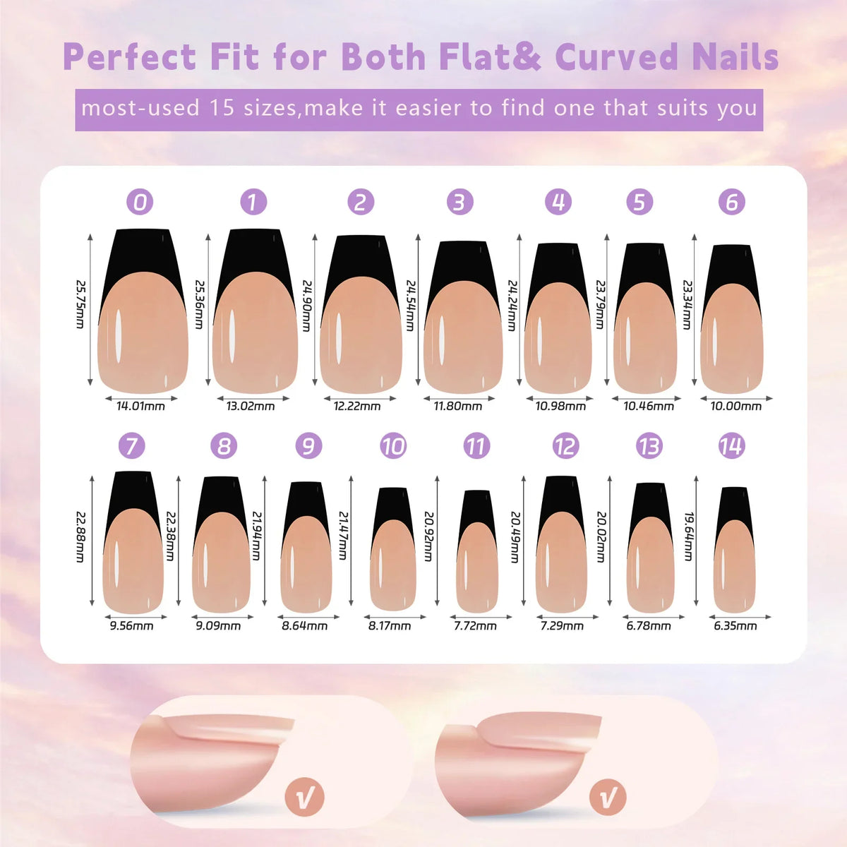 150Pcs French Press On Nails – Coffin & Almond Reusable Tips