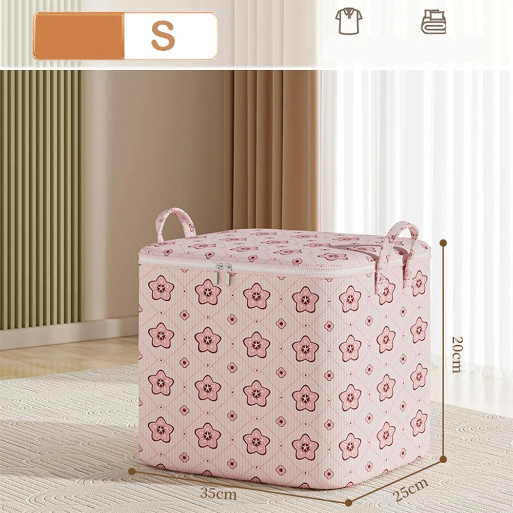 Foldable Clothes Storage Bin with Handle – Cherry Blossom