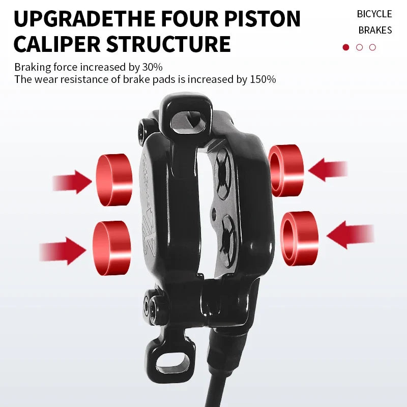 BUCKLOS 4-Piston Hydraulic Disc Brake Set – E-Bike & MTB