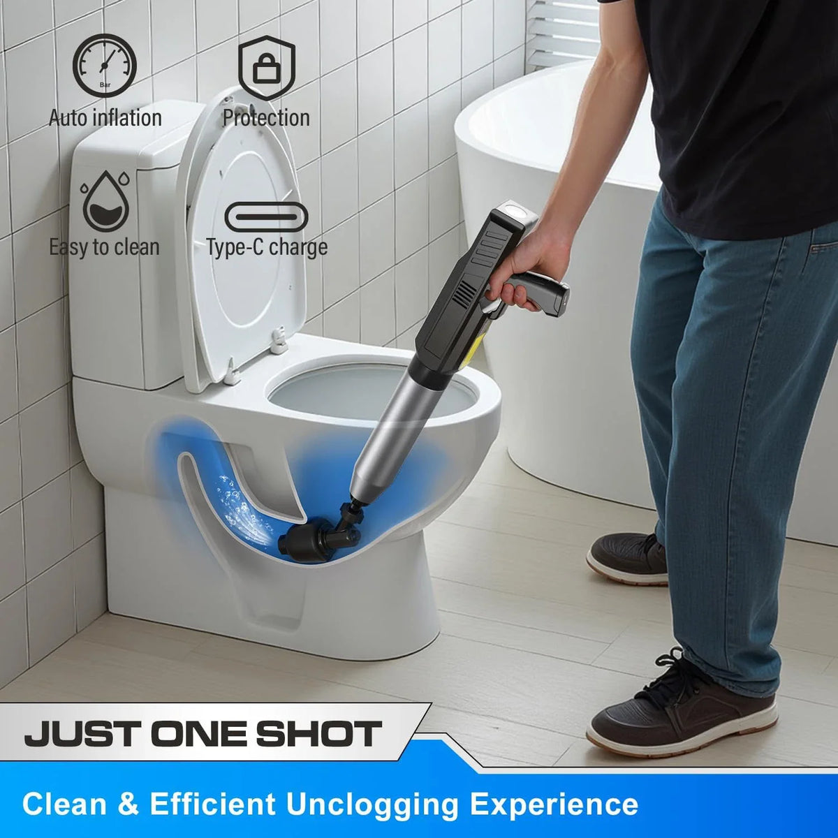 Electric High-Pressure Air Drain Blaster & Pipe Dredger Tool