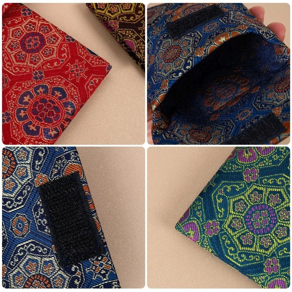 Vintage Brocade Jewelry Bag – Handmade Double Layer Pouch