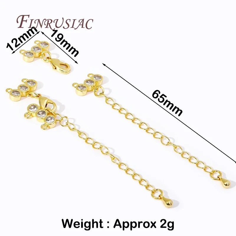 Gold Plated Brass Lobster Clasp Extension Chain & End Bar Set