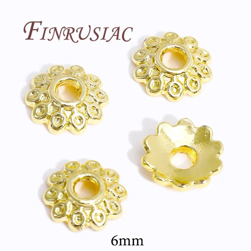 18K/14K Gold Plated Flower Bead Caps – DIY Jewelry Spacers