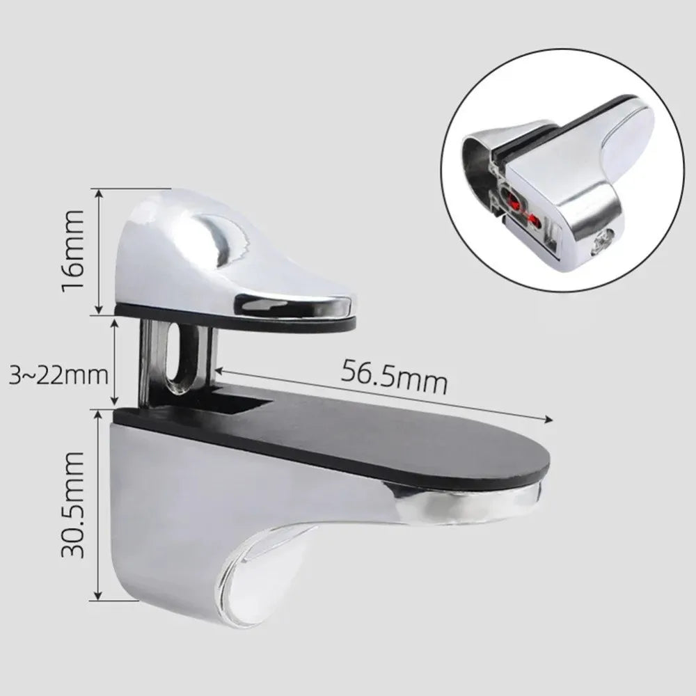 Zinc Alloy Adjustable Glass Shelf Clamps 1-22mm Bracket