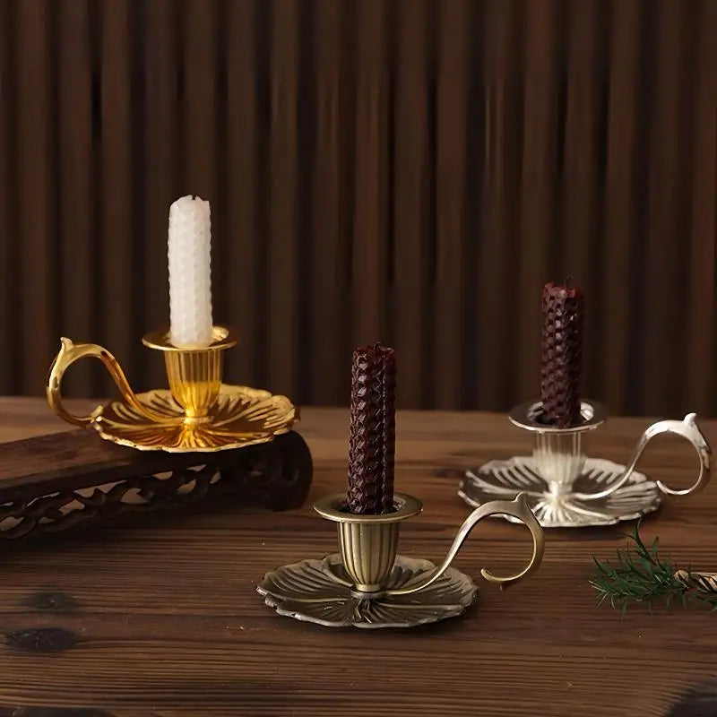 Retro Teacup Metal Chamberstick Candle Holder with Handle