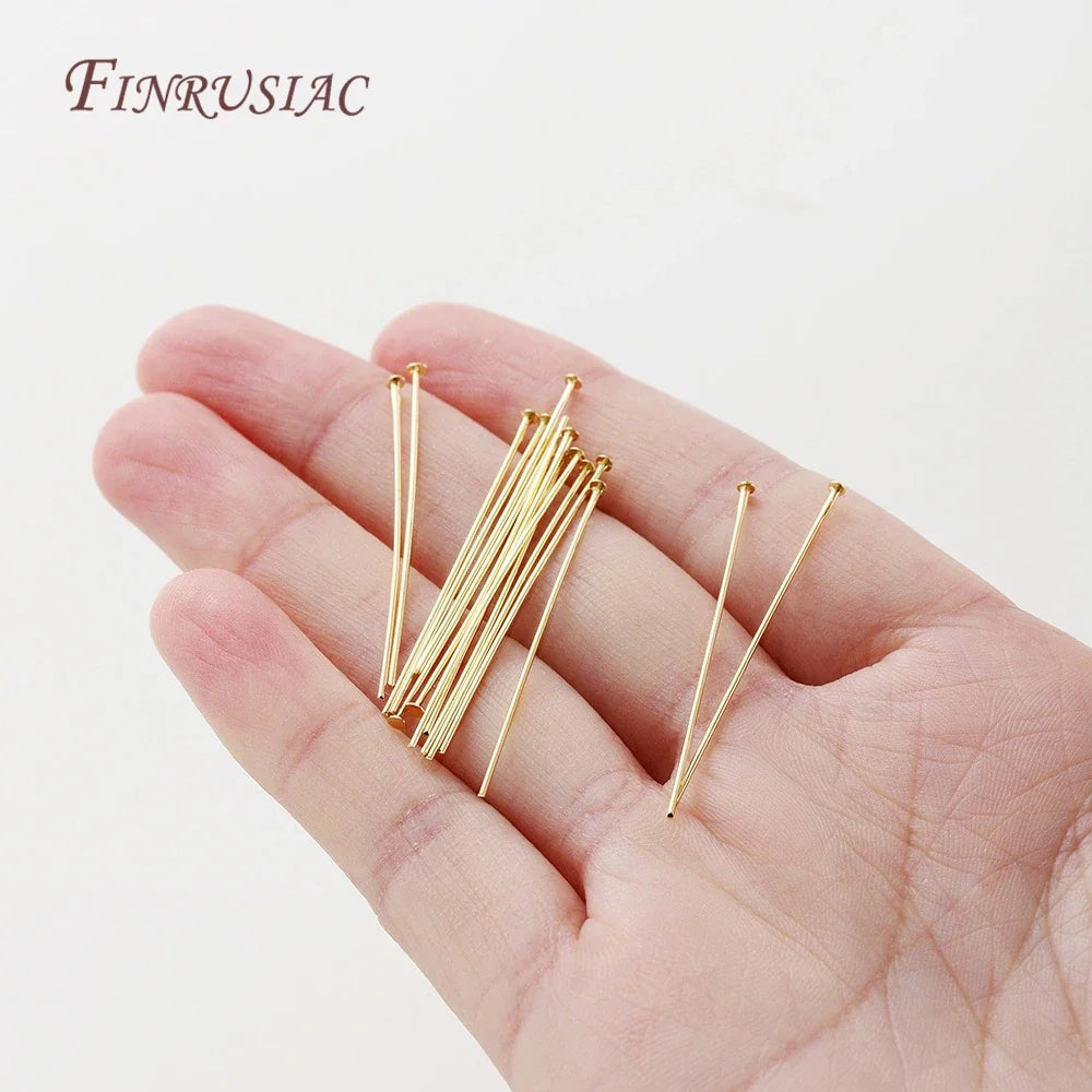 50Pcs 18K Gold Plated Flat Head Pins for DIY Jewelry Making