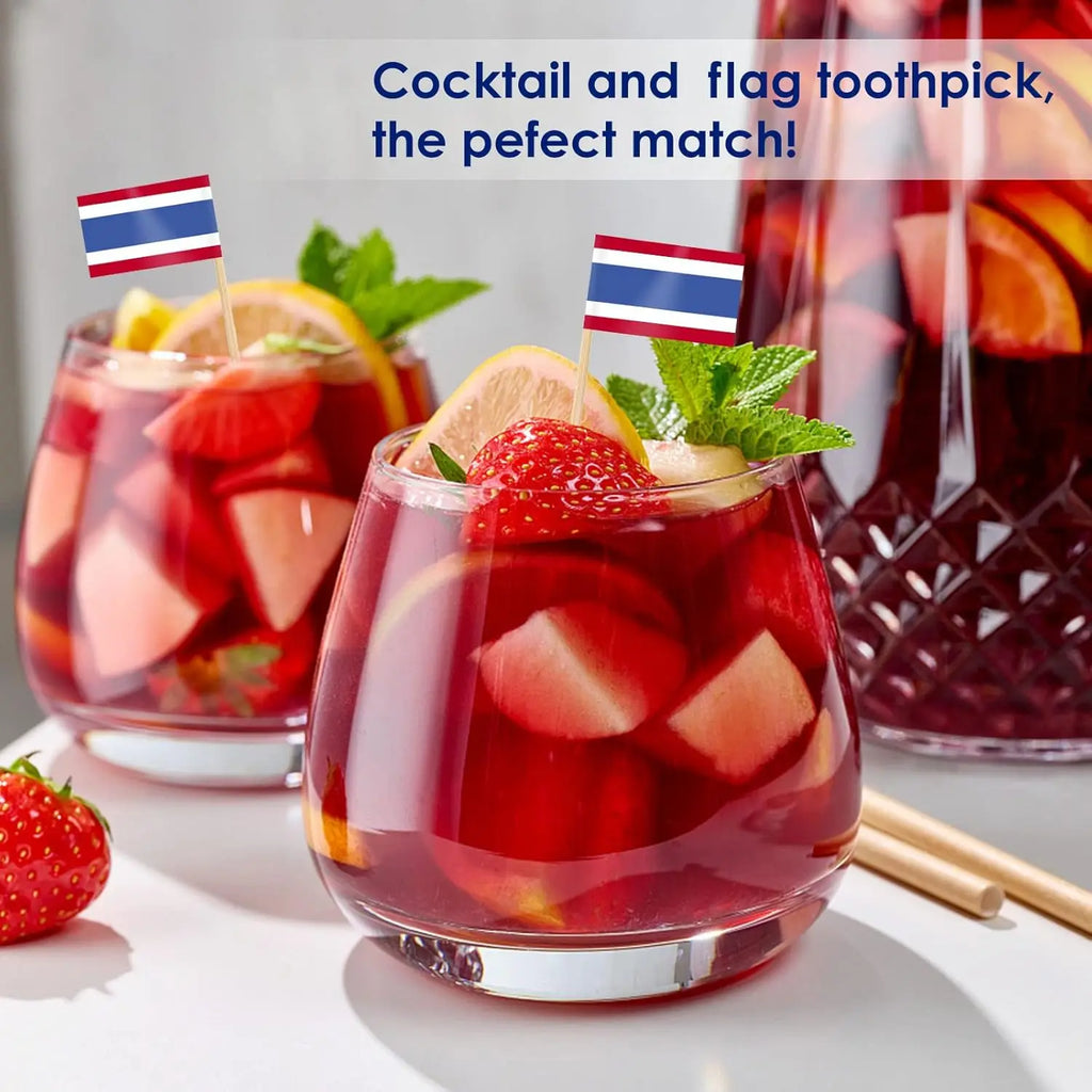 Thailand Flag Toothpick Picks 100 Pcs – Double-Sided Party Flags