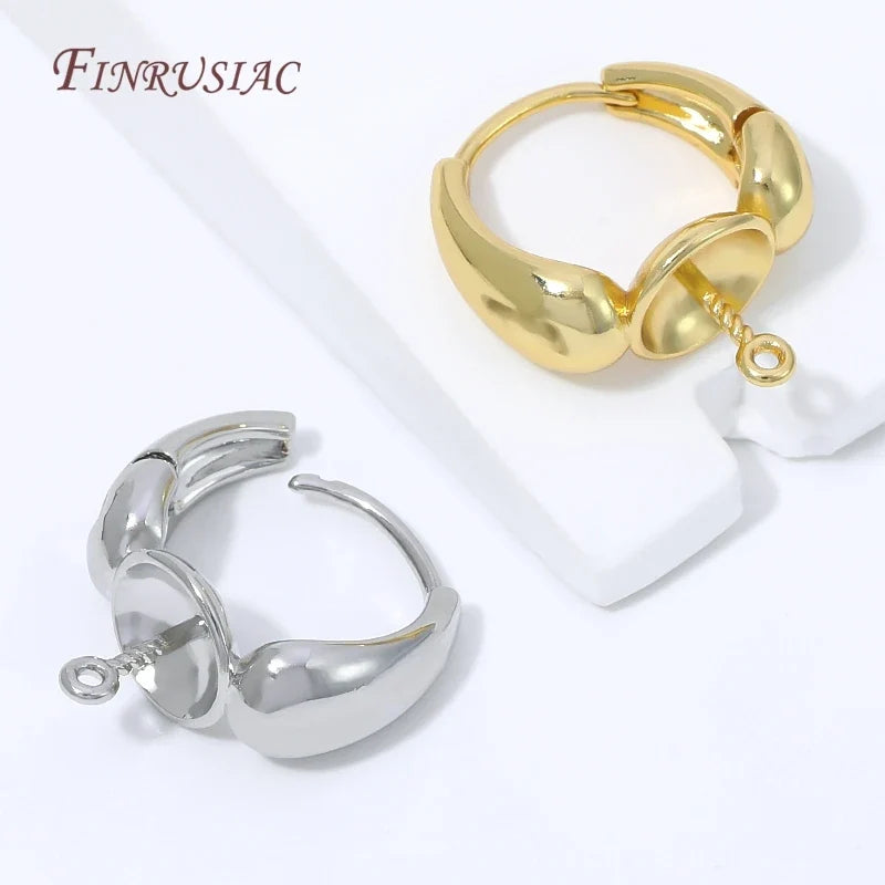 18K Gold Plated Water Drop Huggie Earring Clasp – Pearl Post