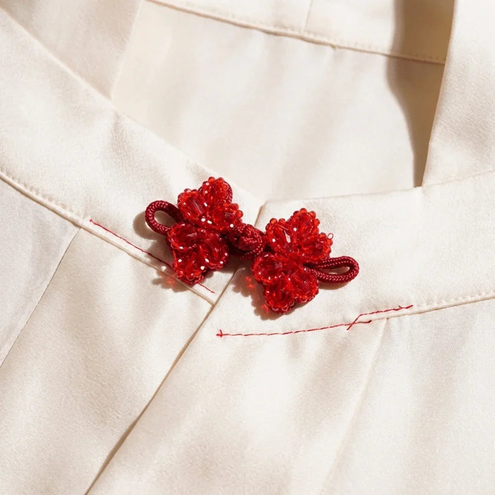 Chinese Style Beaded Shank Buttons for DIY Sewing | 1 Pair