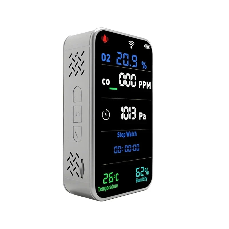 Portable CO & O₂ Gas Detector – Flashlight & Data Logger