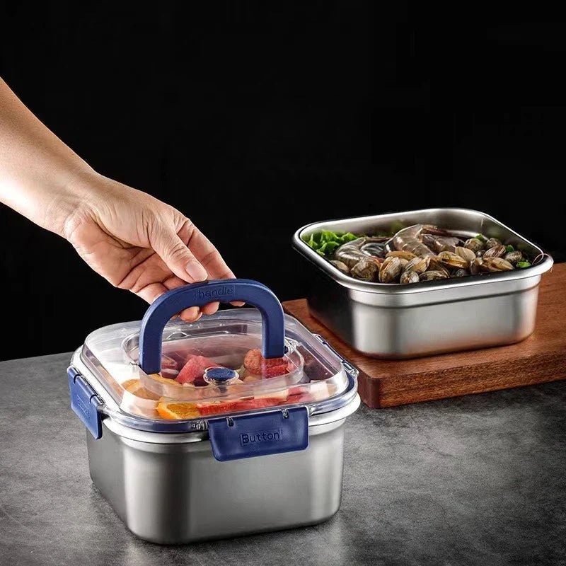 Stainless Steel Lunch Box Bento Food Container with Lid & Handle