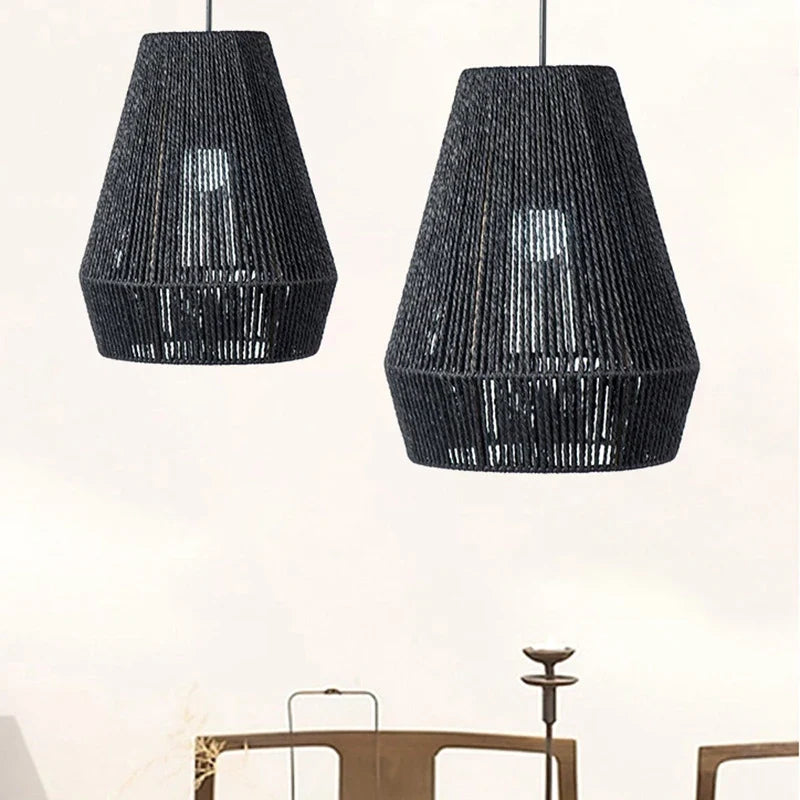 Handwoven Rattan Pendant Light Shade | Farmhouse Basket Lamp