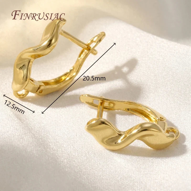 Fan Twist Wave Leverback Earring Hooks 18K Gold Plated DIY