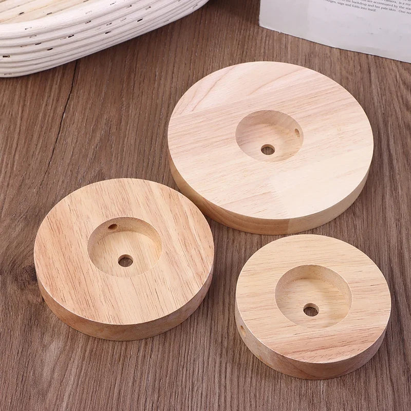 Round Solid Wood Table Lamp Base – 10cm 12cm 15cm DIY Stand