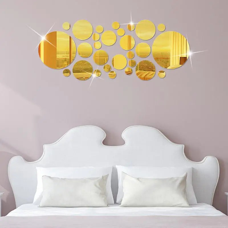 26Pcs 3D Round Acrylic Mirror Wall Stickers – DIY Home Decor