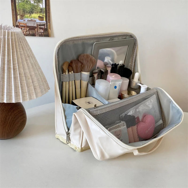 PU Leather Standing Makeup Brush Organizer Bag | Large Capacity