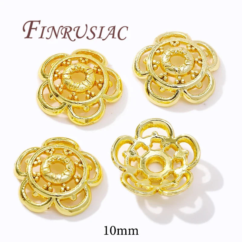 18K/14K Gold Plated Filigree Flower Bead Caps – Jewelry Making
