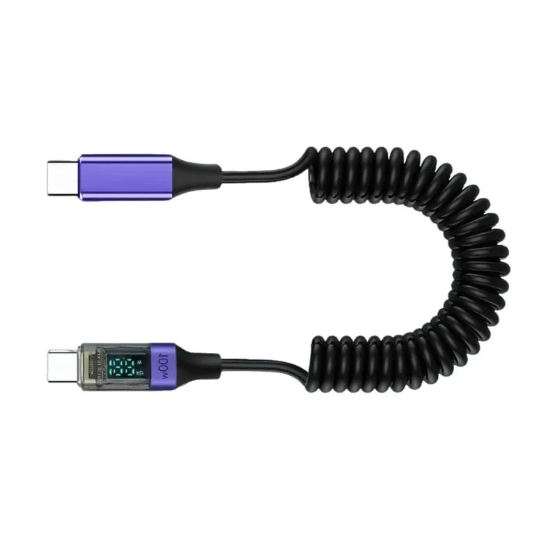 Retractable USB-C 100W PD Cable with Digital Display | 35–180cm