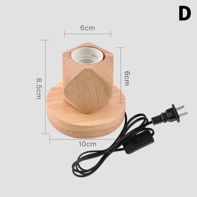 Retro Wooden Table Lamp E27 Vintage Desk Lamp Base 220V