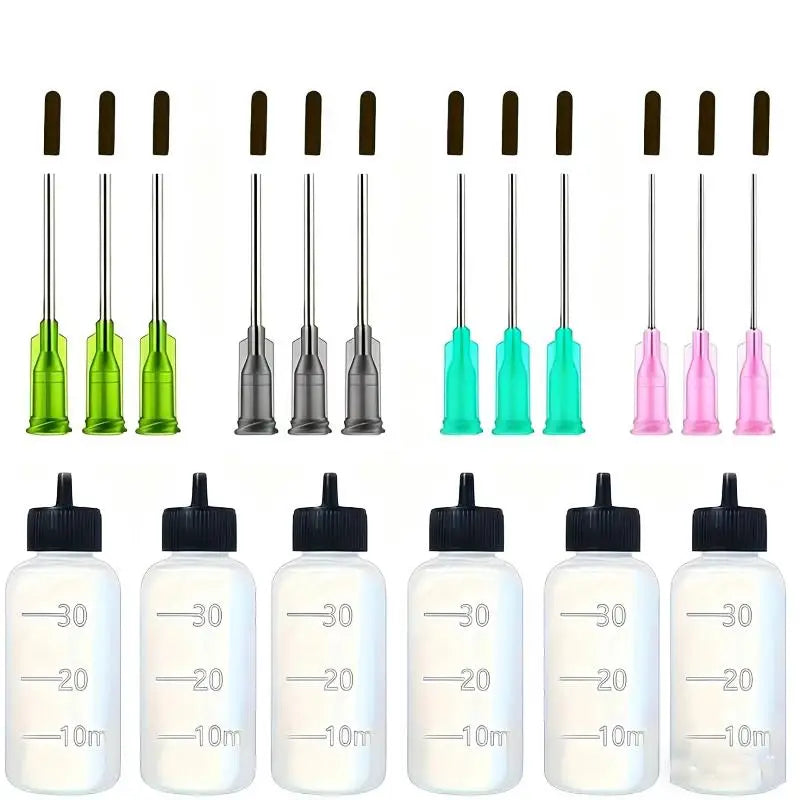 30ml Precision Squeeze Dropper Bottles Set – 6pc with Blunt Needles