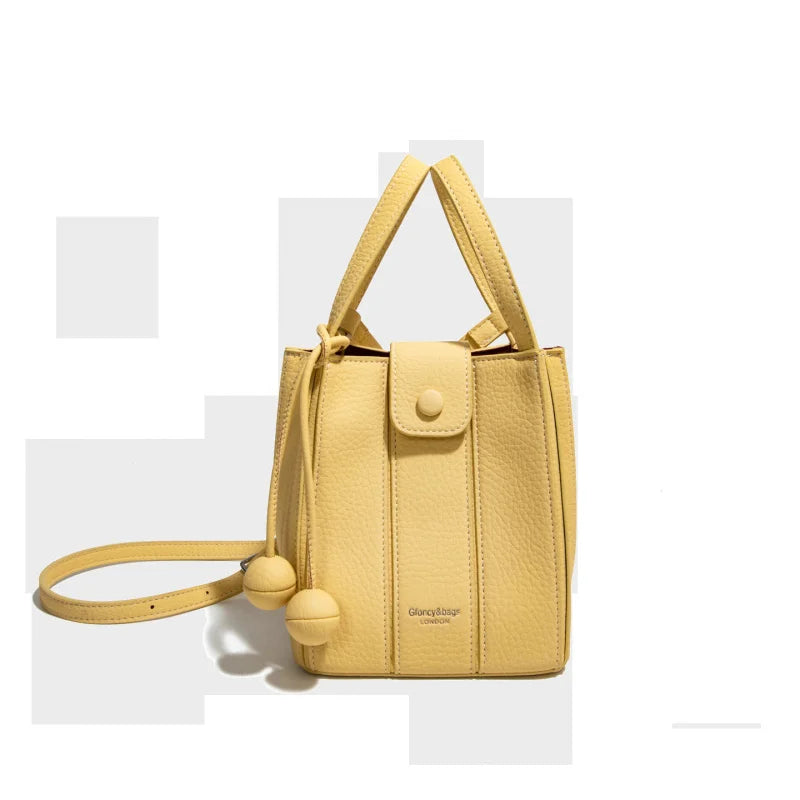Korean Minimalist Patchwork Bucket Bag | Retro Shoulder Bag