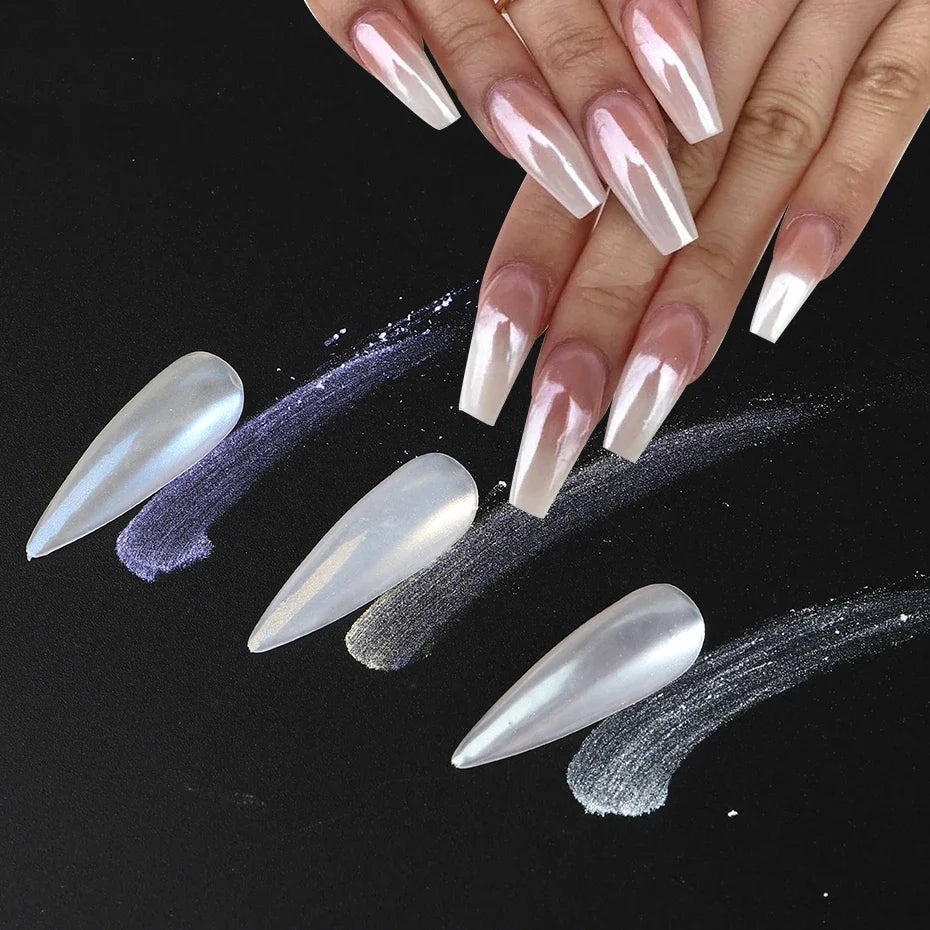 Moonlight Pearl Chrome Nail Powder – Aurora Mirror Pigment