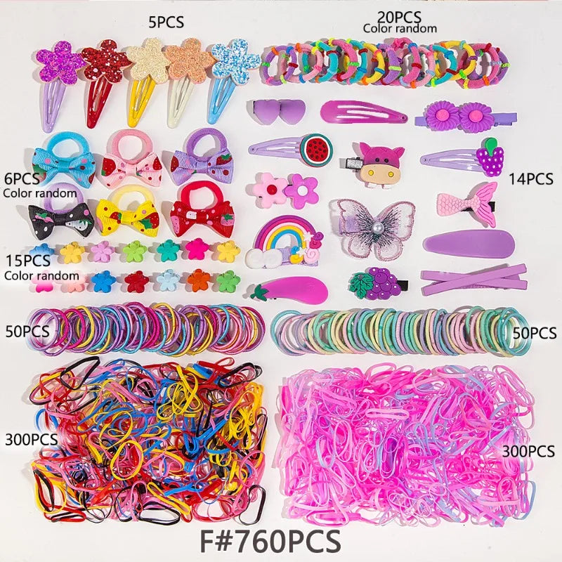 Kids Bow & Flower Elastic Hair Bands Set – No-Snag, Colorful