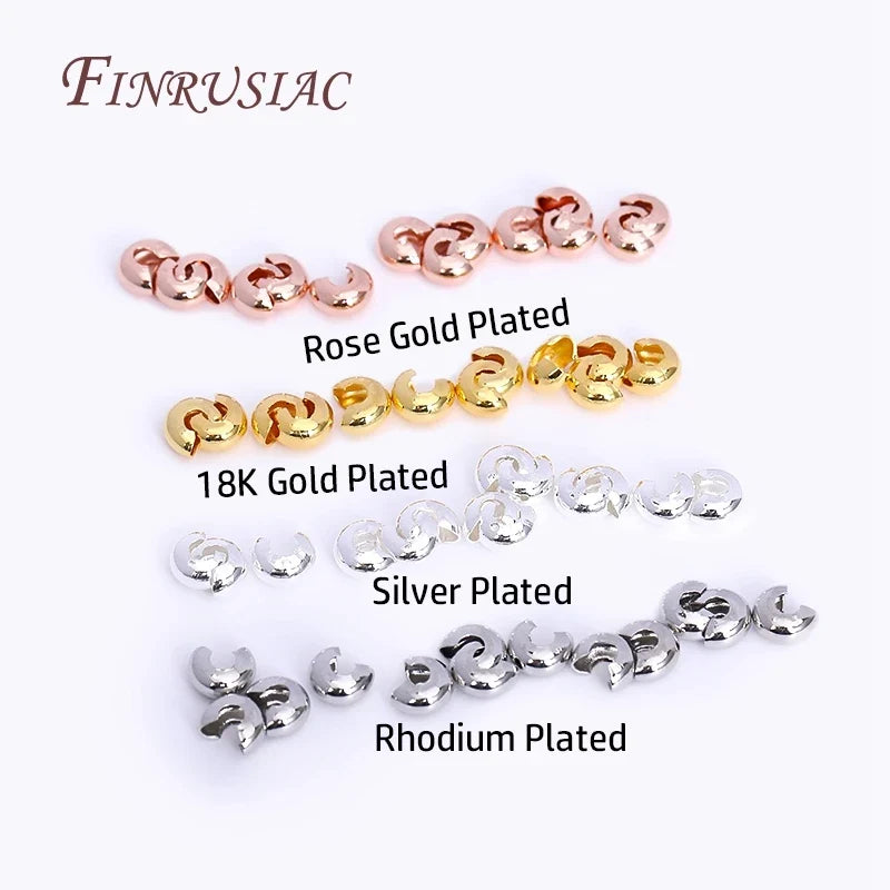 18K Gold Plated Crimp Bead Covers 3mm 4mm | DIY Jewelry Findings